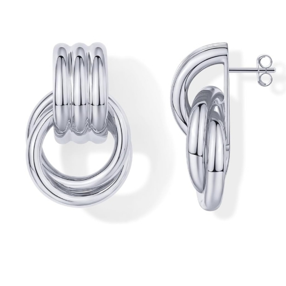 14K Gold Plated Chunky Dangle Door Knocker Earrings - Picture 6 of 6